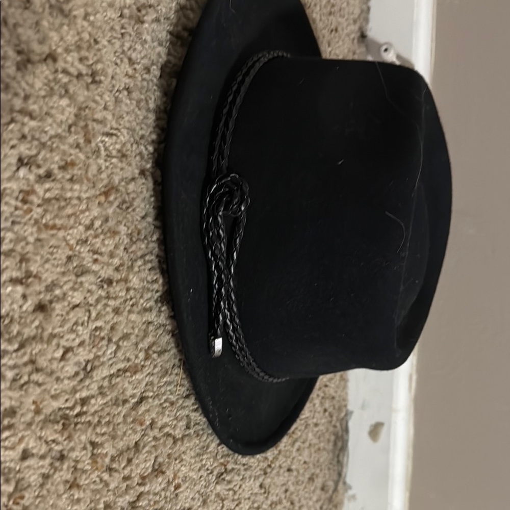 Black Fedora Hat with Rounded Crown and Medium Brim